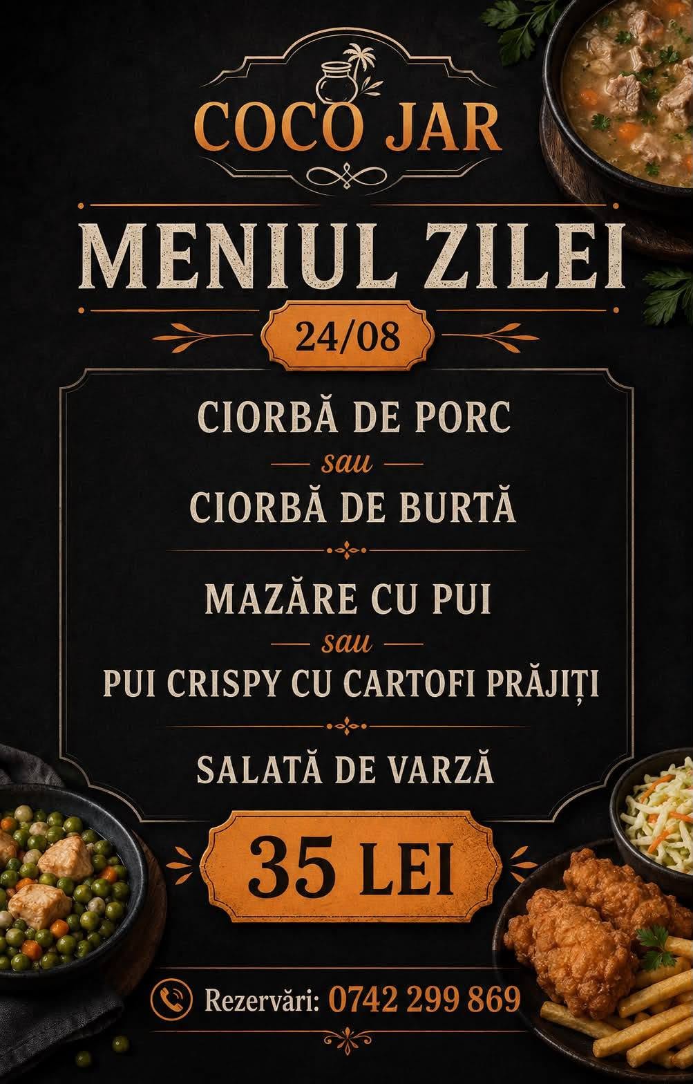 Meniul zilei servit luni, 24 august